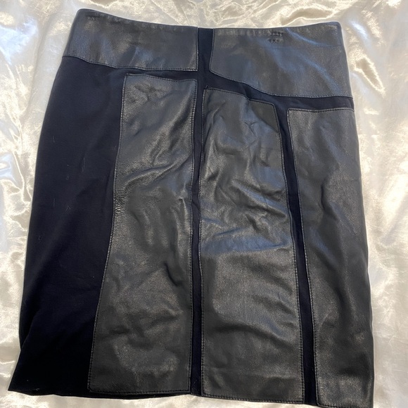 🎊2FOR45 Asymmetric Leather panel middi skirt size 8 - Picture 2 of 7